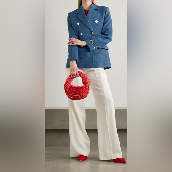 CURRENT SEASON Versace double breasted metallic blue tweed blazer jacket NWT - Picture 2 of 13